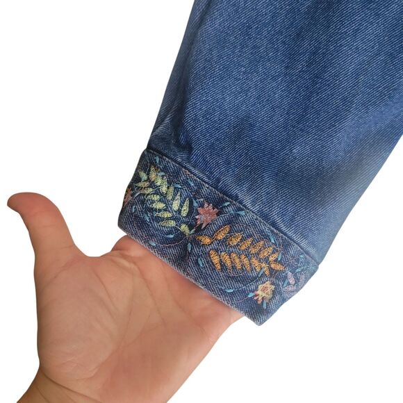 White Mountain Traders Denim Chore Coat Women's 6X Blue Embroidered Cotton READ - Picture 3 of 11